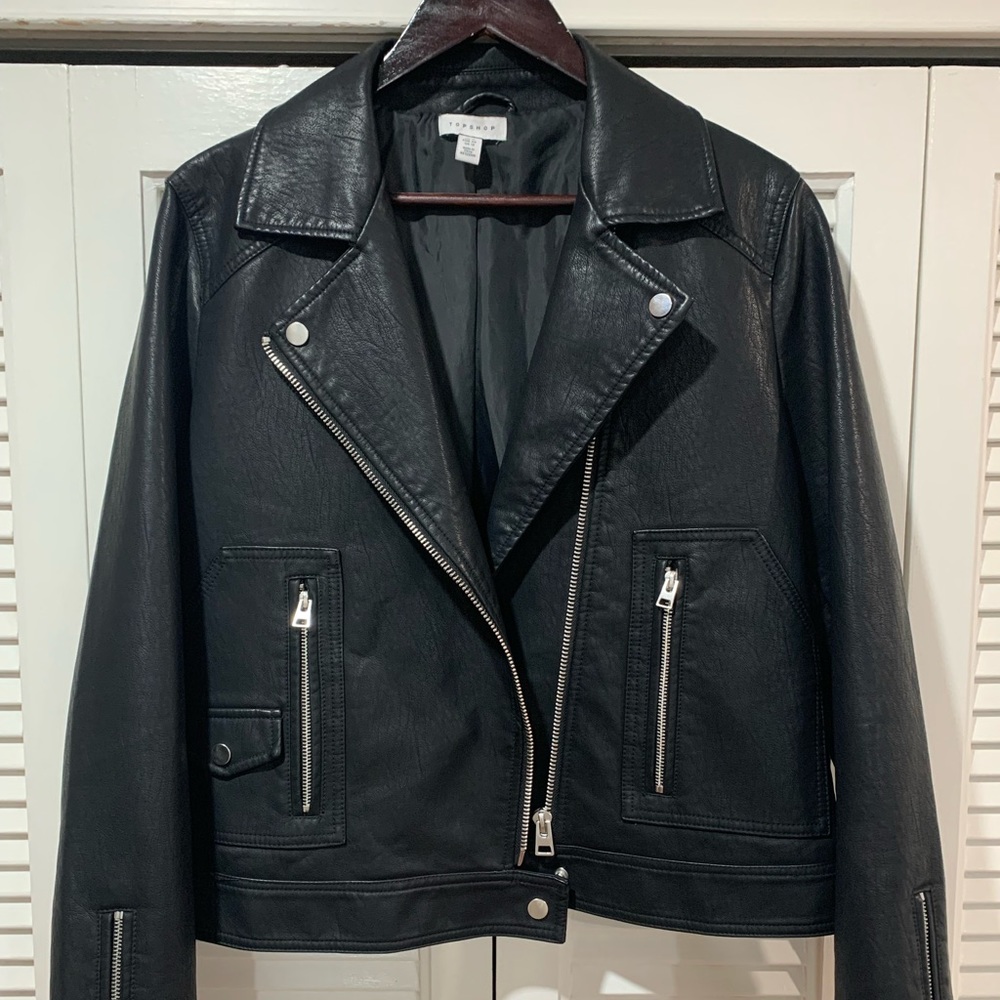 Women's Black Faux Leather Moto Jacket - Topshop